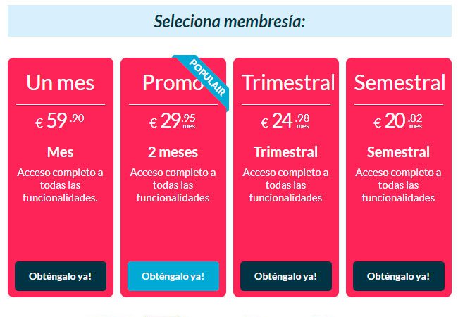 Precios de SecondLove